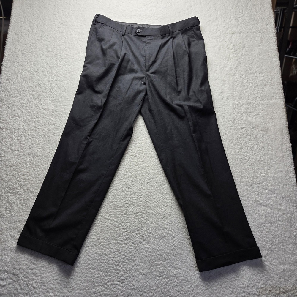Stafford Dress Pants Mens 39x30 Gray Travel Classic Fit‎ Pleated Microfiber